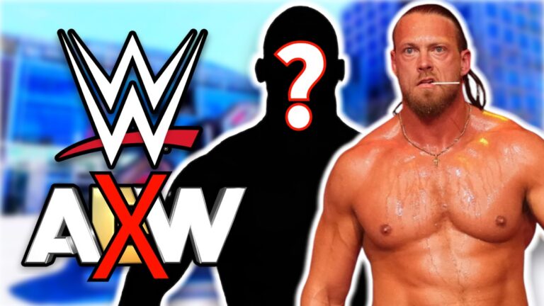AEW and WWE logos with Big Bill/Big Cass