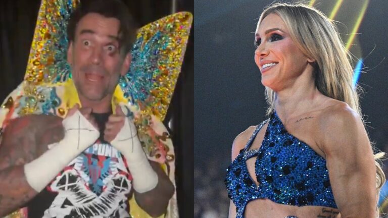 CM Punk in Charlotte Flair's robe at WWE house show