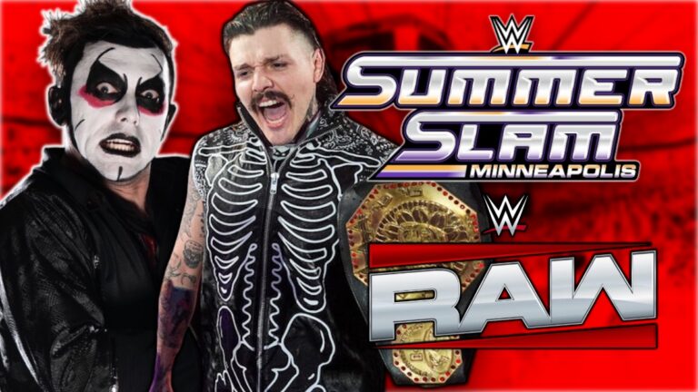 WWE Raw and SummerSlam logos with Dominik Mysterio and Danhausen