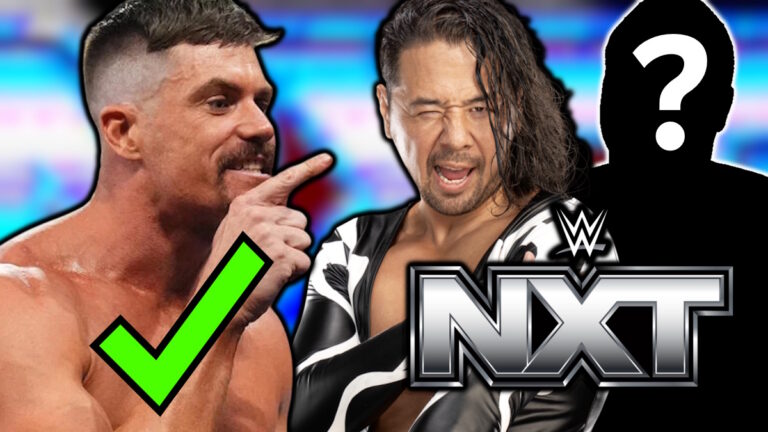 WWE NXT logo, Grayson Waller and Shinsuke Nakamura