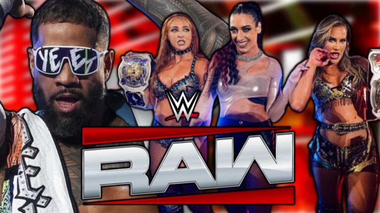 WWE Raw logo with Jey Uso and Fatal Influence