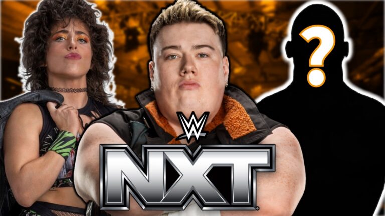 WWE NXT logo with Lizzy Rain and Mason Rook