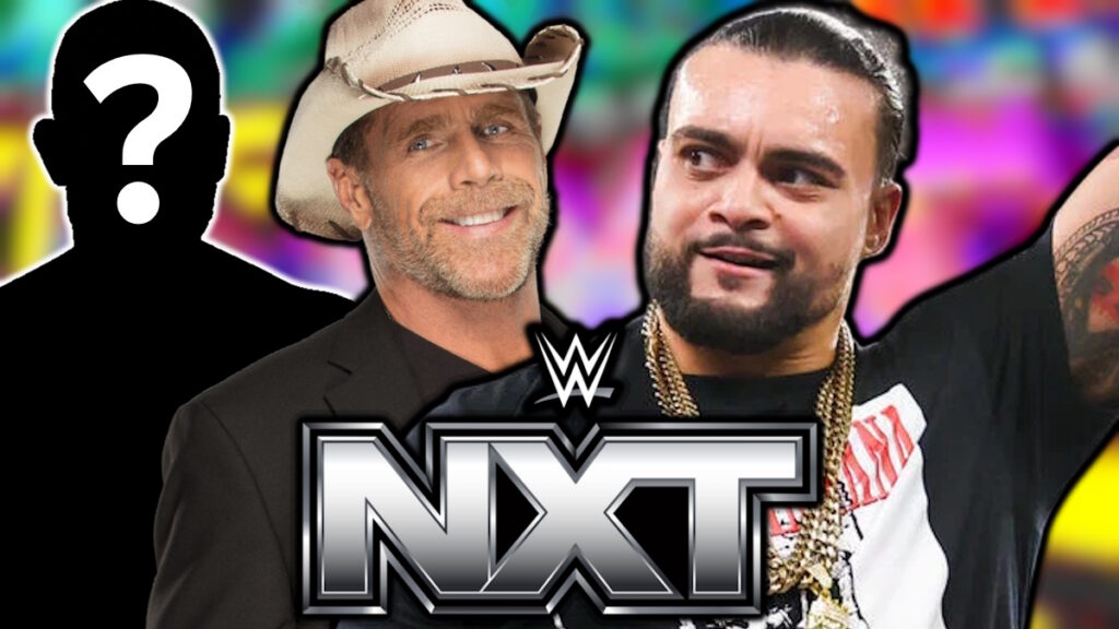 WWE NXT logo, Cruz Montana (Mike Santana) and Shawn Michaels