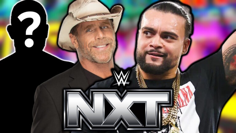 WWE NXT logo, Cruz Montana (Mike Santana) and Shawn Michaels