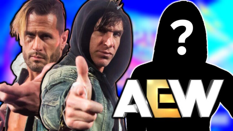 AEW logo and former WWE stars Motor City Machine Guns
