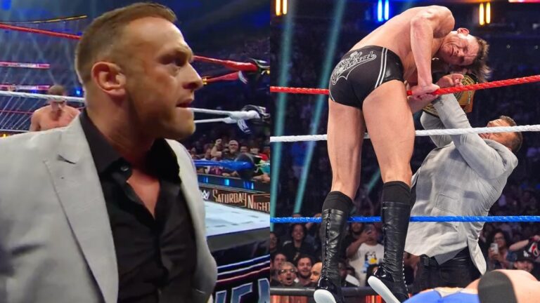 WWE's Nick Aldis attacking GUNTHER at Saturday Night's Main Event