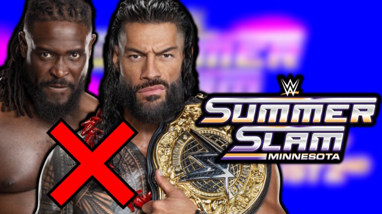 WWE SummerSlam logo, Roman Reigns and Oba Femi