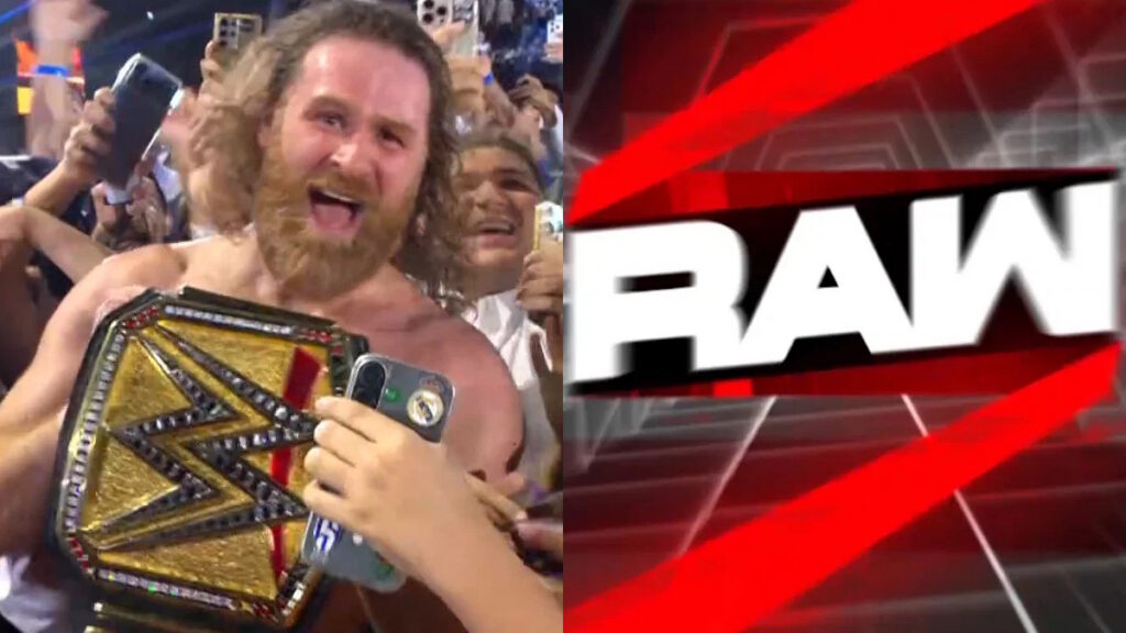 WWE Champion Sami Zayn and Raw logo