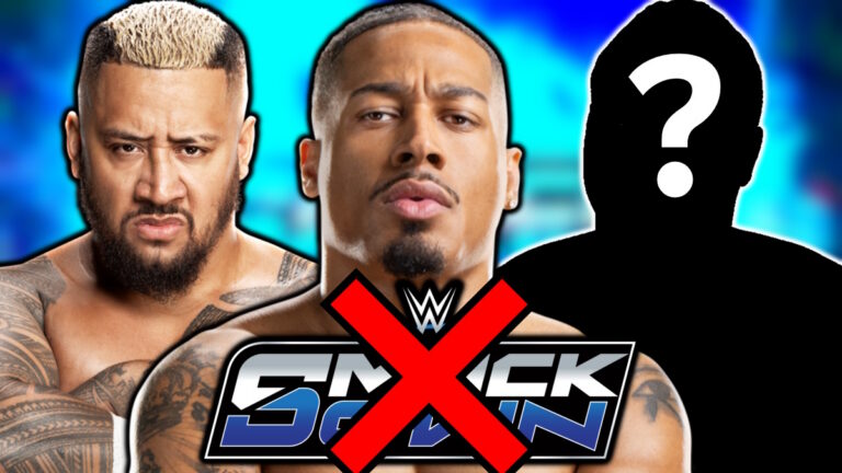 WWE SmackDown logo, Solo Sikoa and Carmelo Hayes