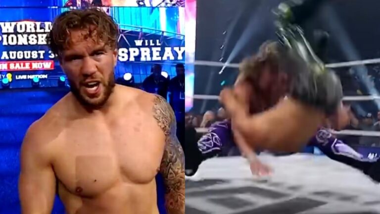 Kenny Omega attacking Will Ospreay at AEW Redemption