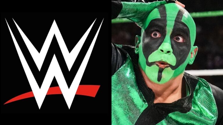 WWE logo and AAA's Mr. Iguana