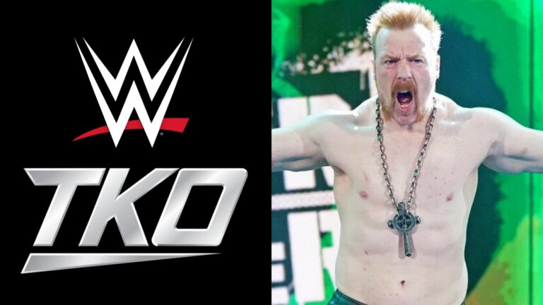 WWE and TKO logos with Sheamus