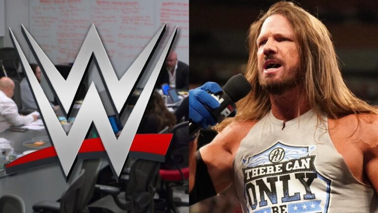 AJ Styles alongside WWE logo