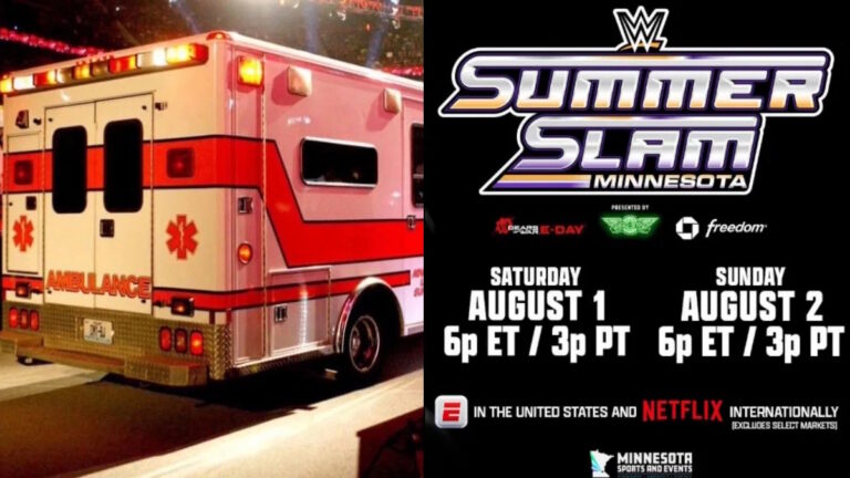 WWE SummerSlam logo and ambulance