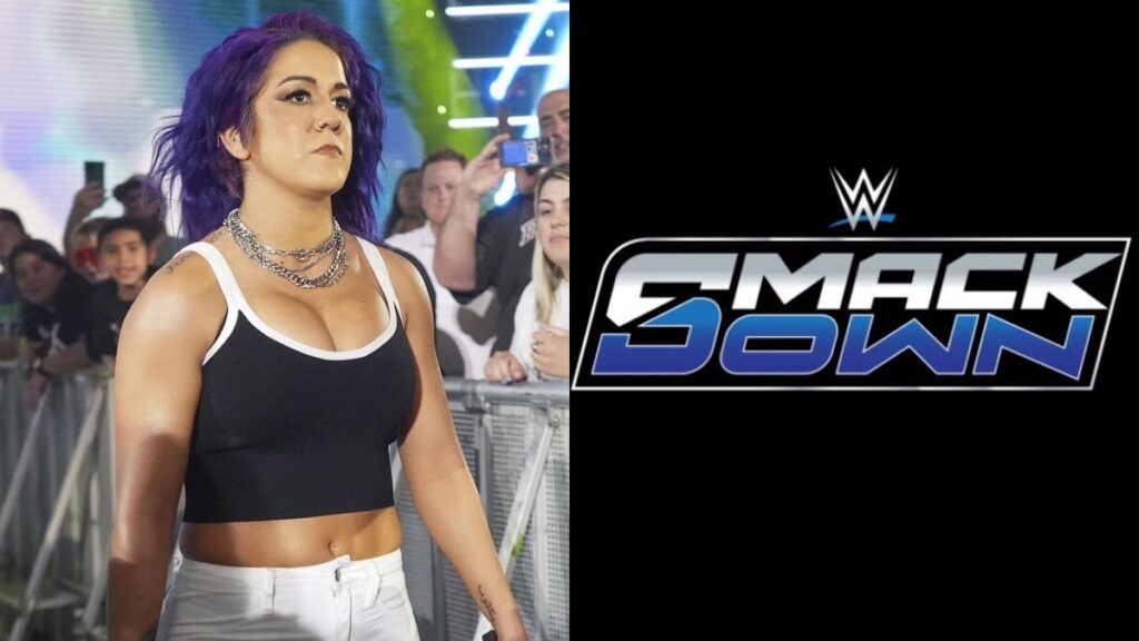 Bayley alongside the WWE SmackDown logo.