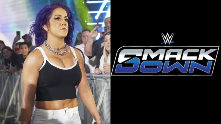 Bayley alongside the WWE SmackDown logo.