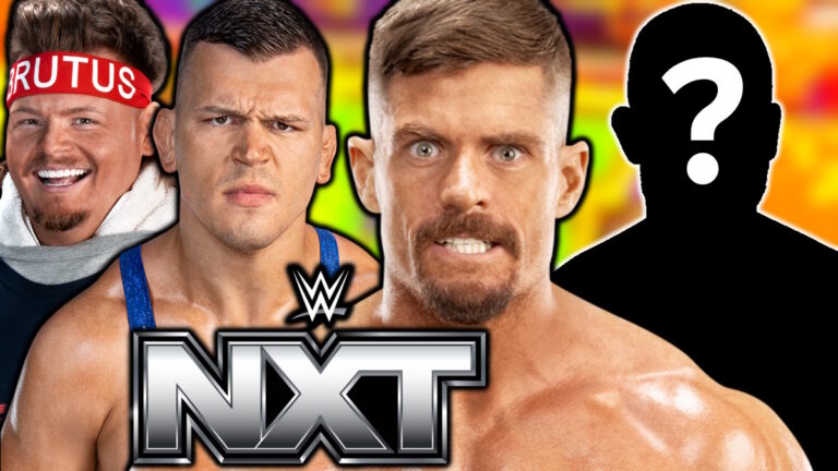 WWE NXT logo, Grayson Waller and the Creed Brothers