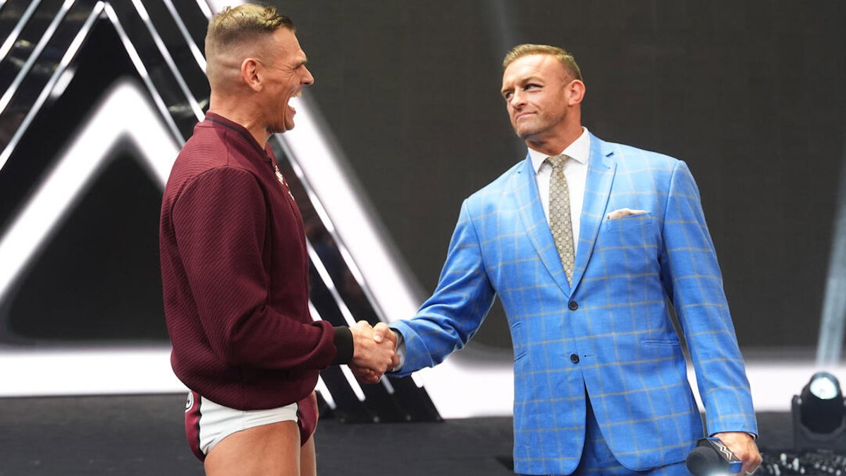 GUNTHER and Nick Aldis at WWE SummerSlam Sunday