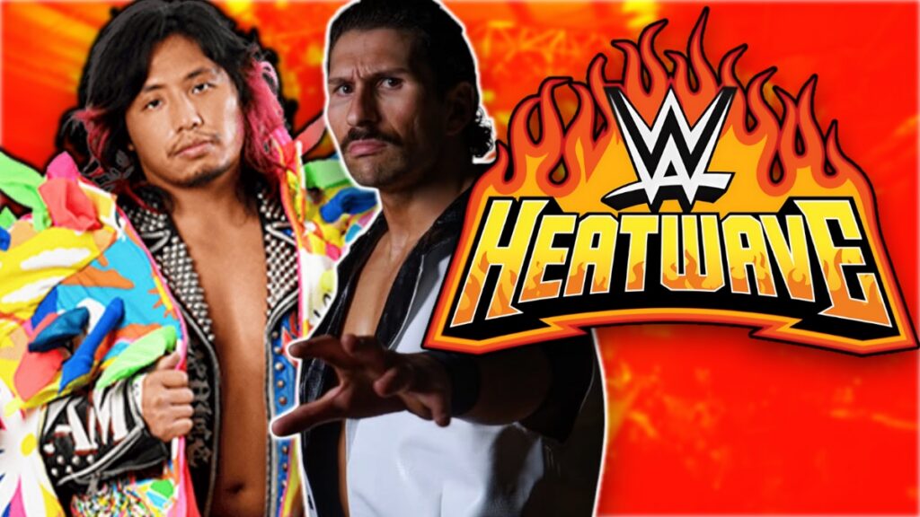 WWE NXT Heatwave logo with Hiromu Takahashi and Richard Holliday.