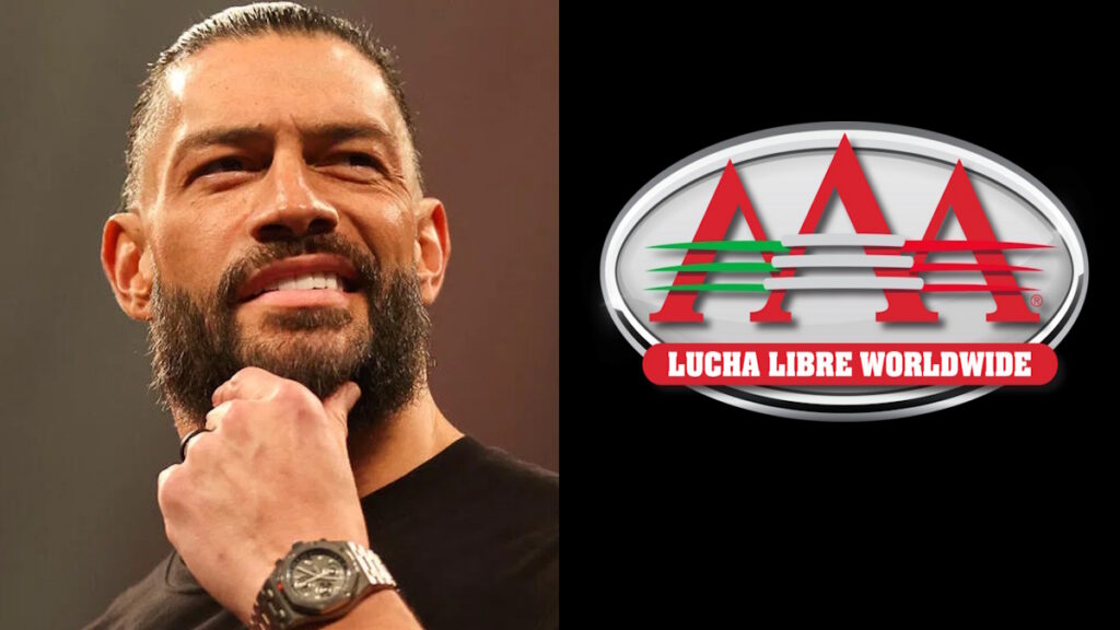 Roman Reigns and WWE AAA logo