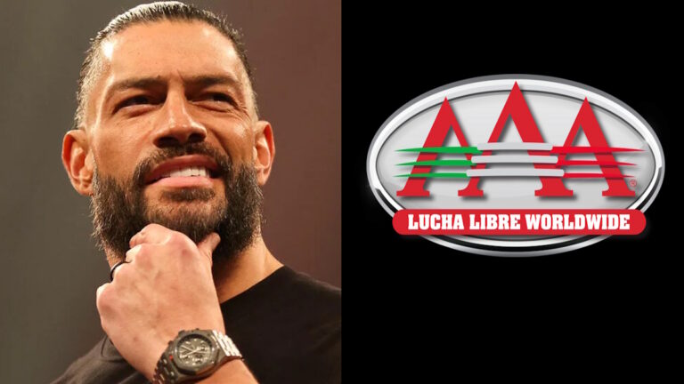 Roman Reigns and WWE AAA logo