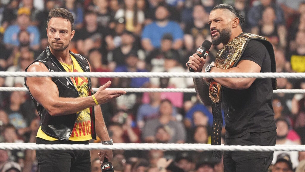 WWE stars LA Knight and Roman Reigns