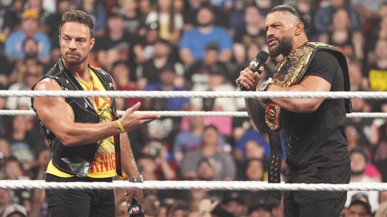 WWE stars LA Knight and Roman Reigns