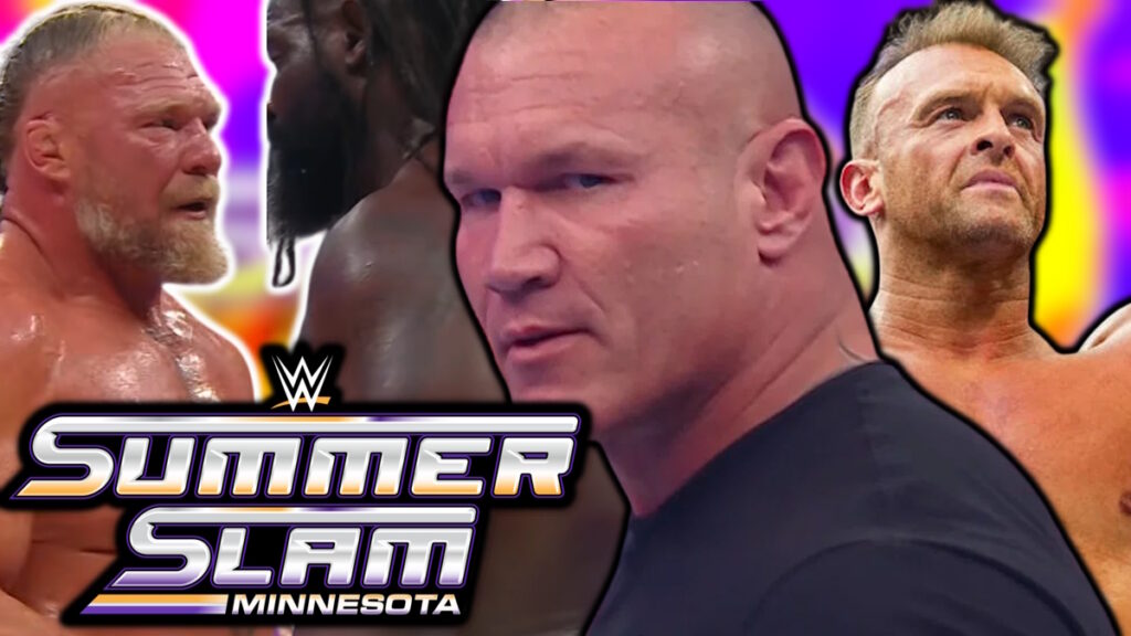 WWE SummerSlam logo, Oba Femi, Brock Lesnar, Randy Orton and Nick Aldis