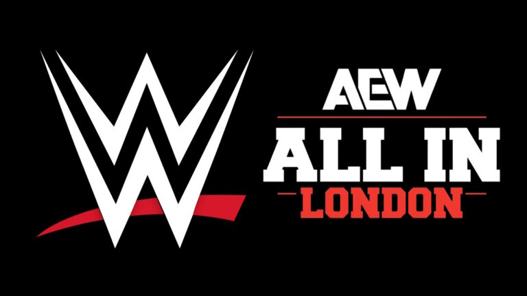 WWE and AEW All In London logos