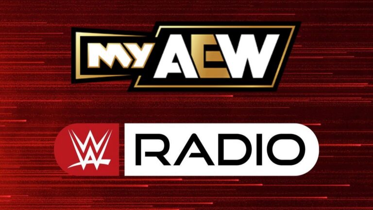 MyAEW WWE Radio logos