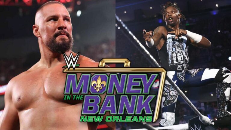 WWE Money in the Bank 2026 logo with Bron Breakker and Je'Von Evans