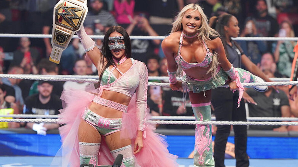 Interim WWE Women's Champion Chelsea Green and Tiffany Stratton.