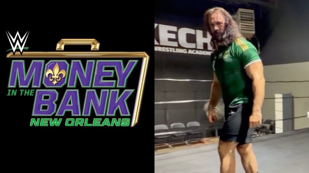 Drew McIntyre and WWE Money in the Bank logo