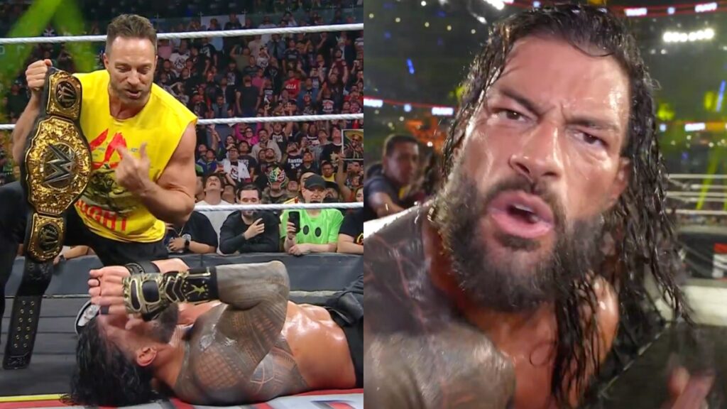 WWE's Roman Reigns and LA Knight after the September 14 episode of WWE Raw.