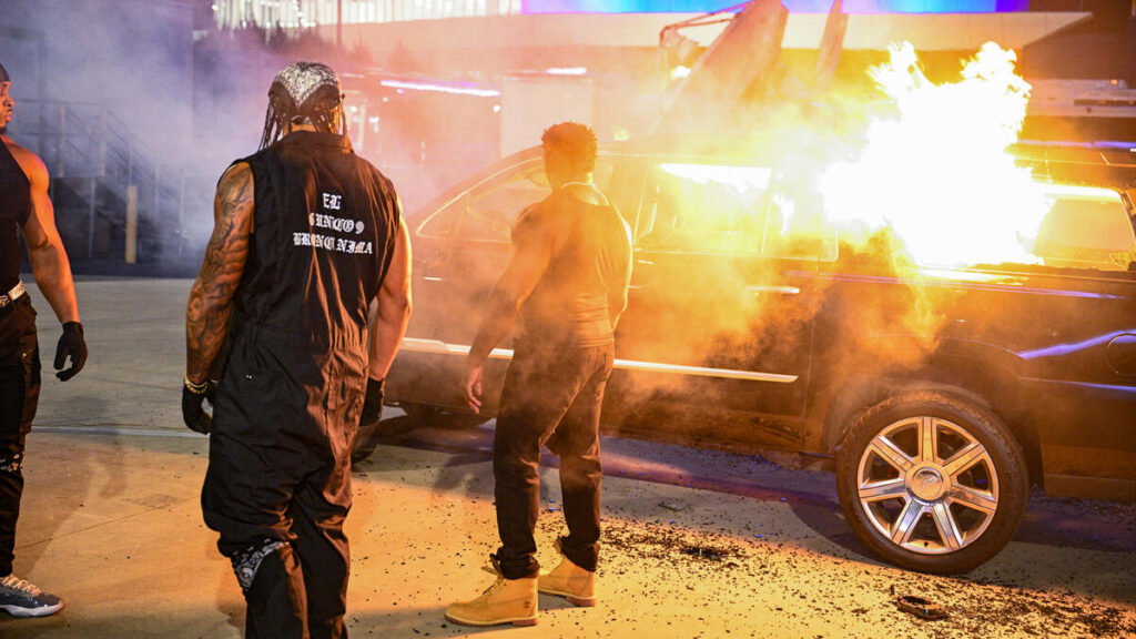 946 setting The Bloodline's car alight on WWE Raw