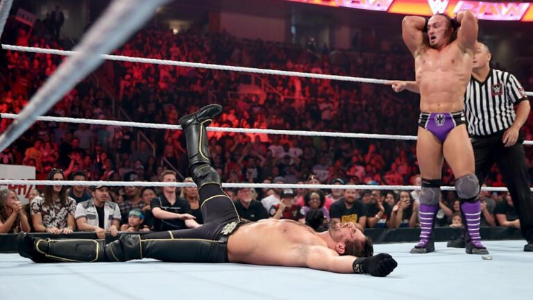 Neville (AEW's Pac) and Seth Rollins in WWE