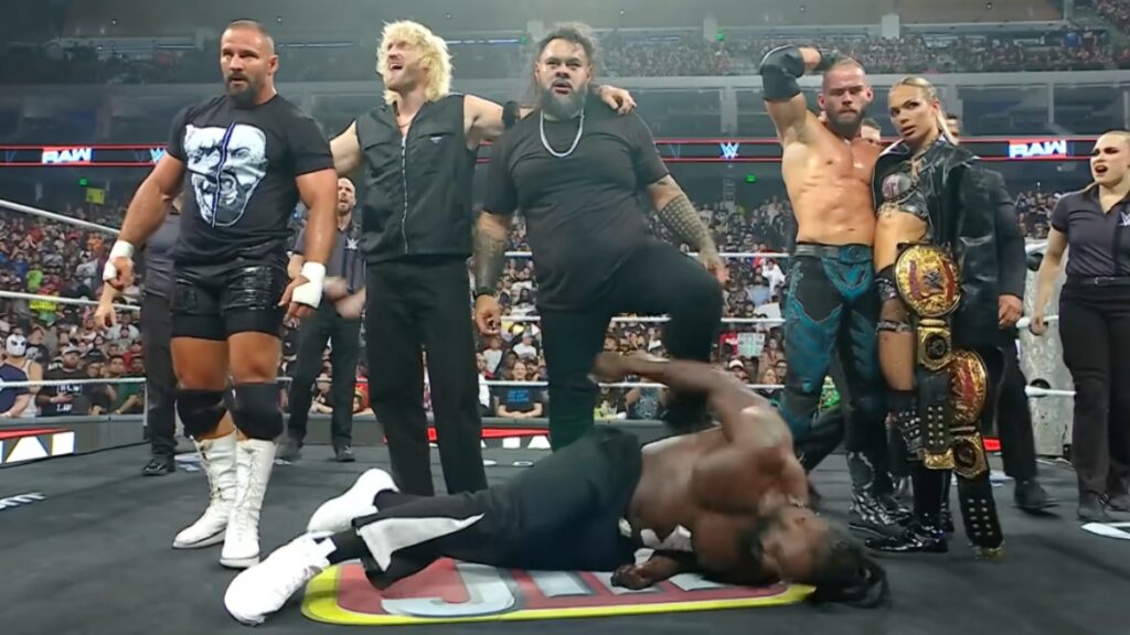 Bronson Reed putting his foot on Oba Femi on WWE Raw.
