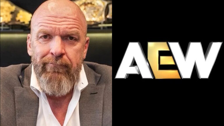 WWE CCO Triple H and the AEW logo