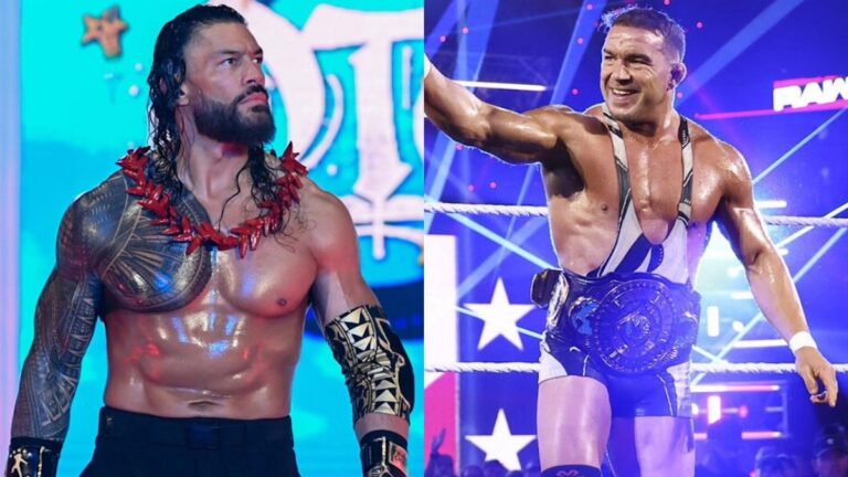 WWE's Roman Reigns and Chad Gable.