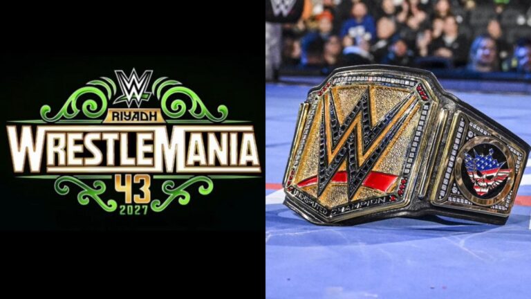 WWE WrestleMania 43 logo with the Undisputed WWE Title.