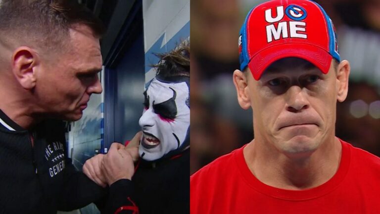GUNTHER threatening Danhausen on WWE SmackDown, next to John Cena