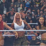 Michin & B-Fab as Women's Tag Team Champions alongside Jade Cargill on WWE SmackDown