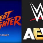 Street Fighter graphic next to WWE and AEW logos
