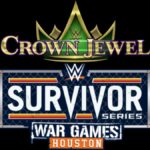 WWE Crown Jewel logo over Survivor Series WarGames