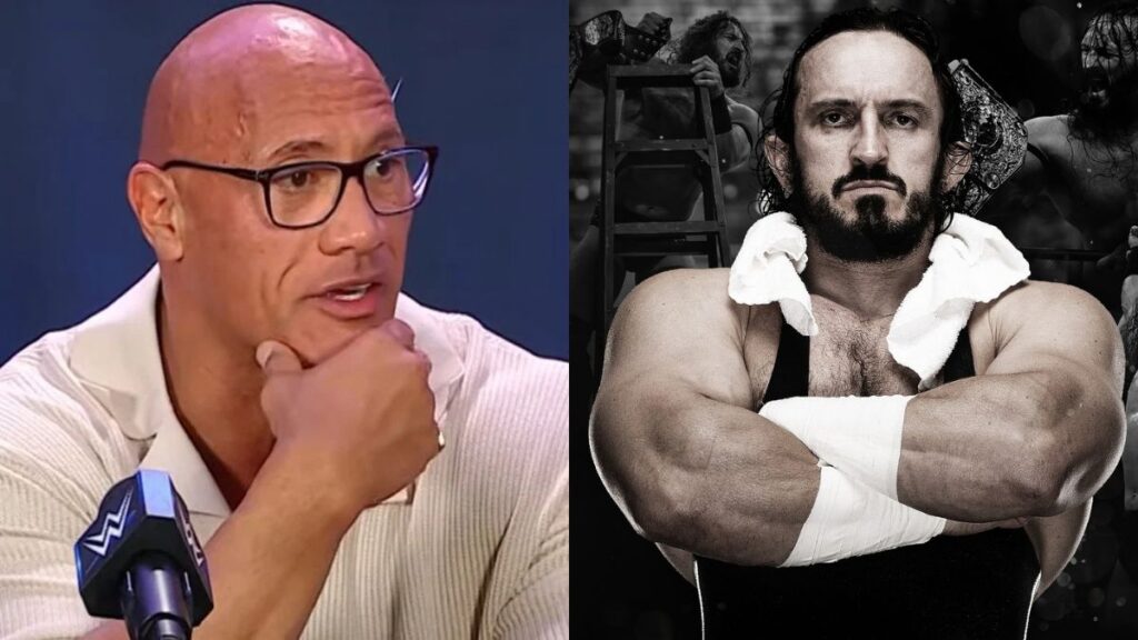WWE star The Rock next to the late AEW star PAC