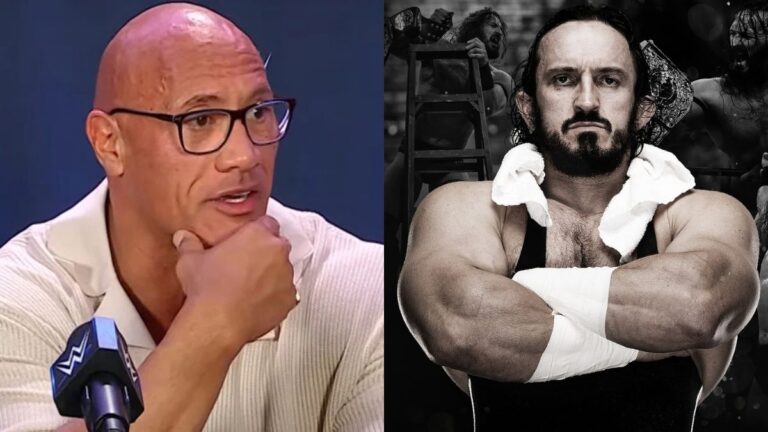 WWE star The Rock next to the late AEW star PAC