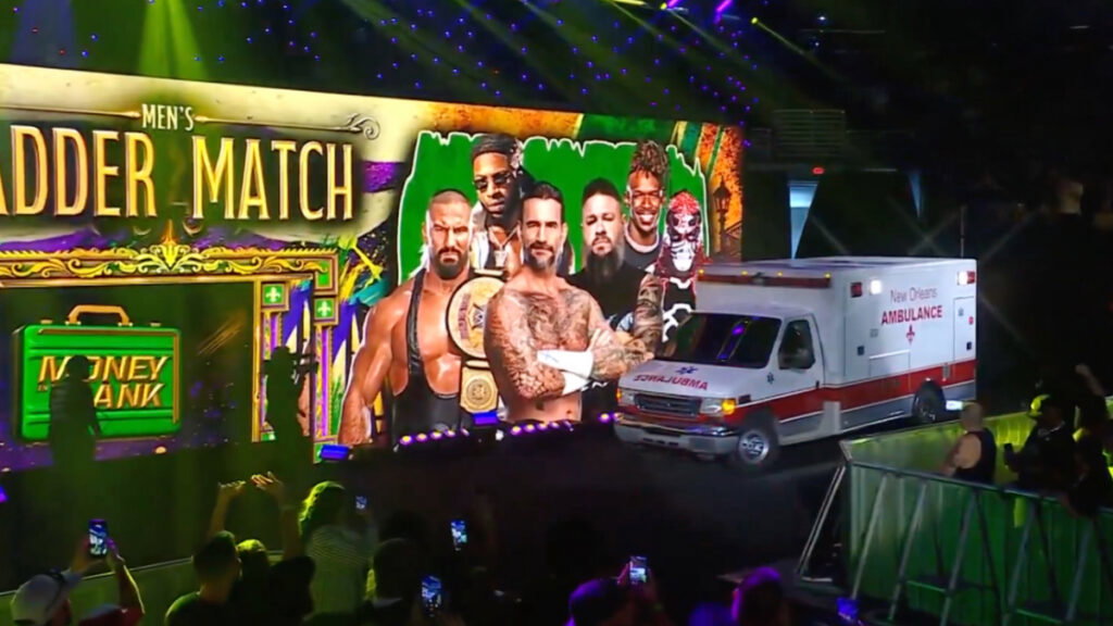 WWE Money in the Bank 2026 ambulance driving into the arena