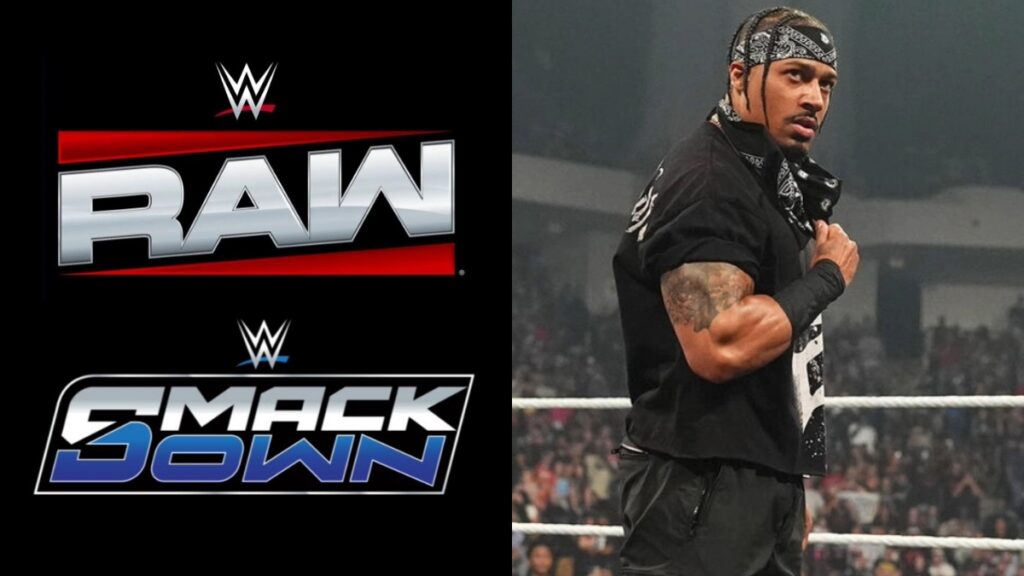 WWE Raw and SmackDown logos with Carmelo Hayes
