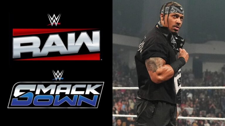WWE Raw and SmackDown logos with Carmelo Hayes