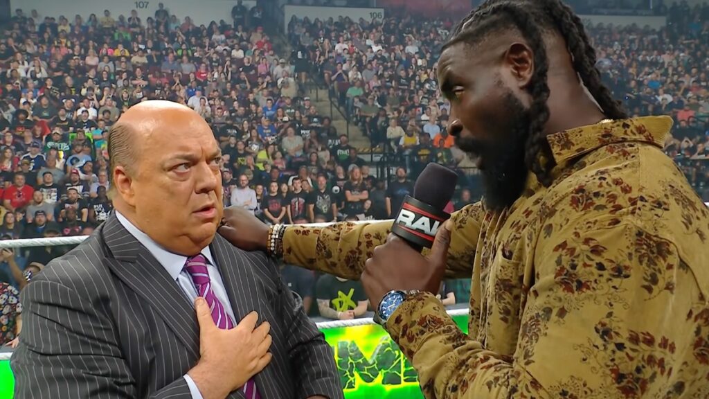 WWE's Paul Heyman and Oba Femi on Raw.